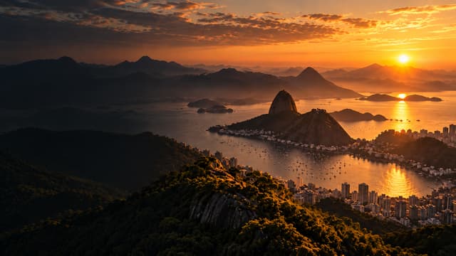 Rio de Janeiro visto do alto ao amanhecer